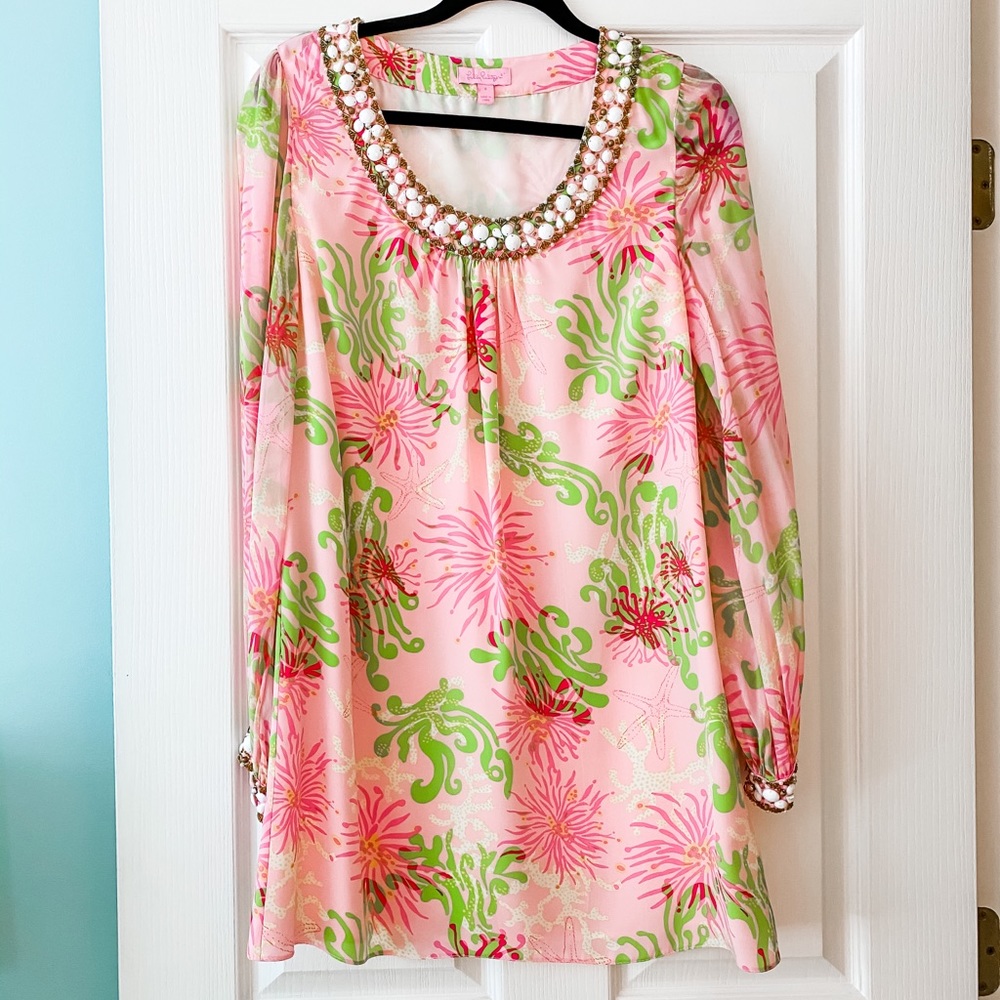 Lilly Pulitzer silk beaded dress size 8!